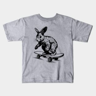 Rabbit Lover Bunny on Skateboard Kids T-Shirt